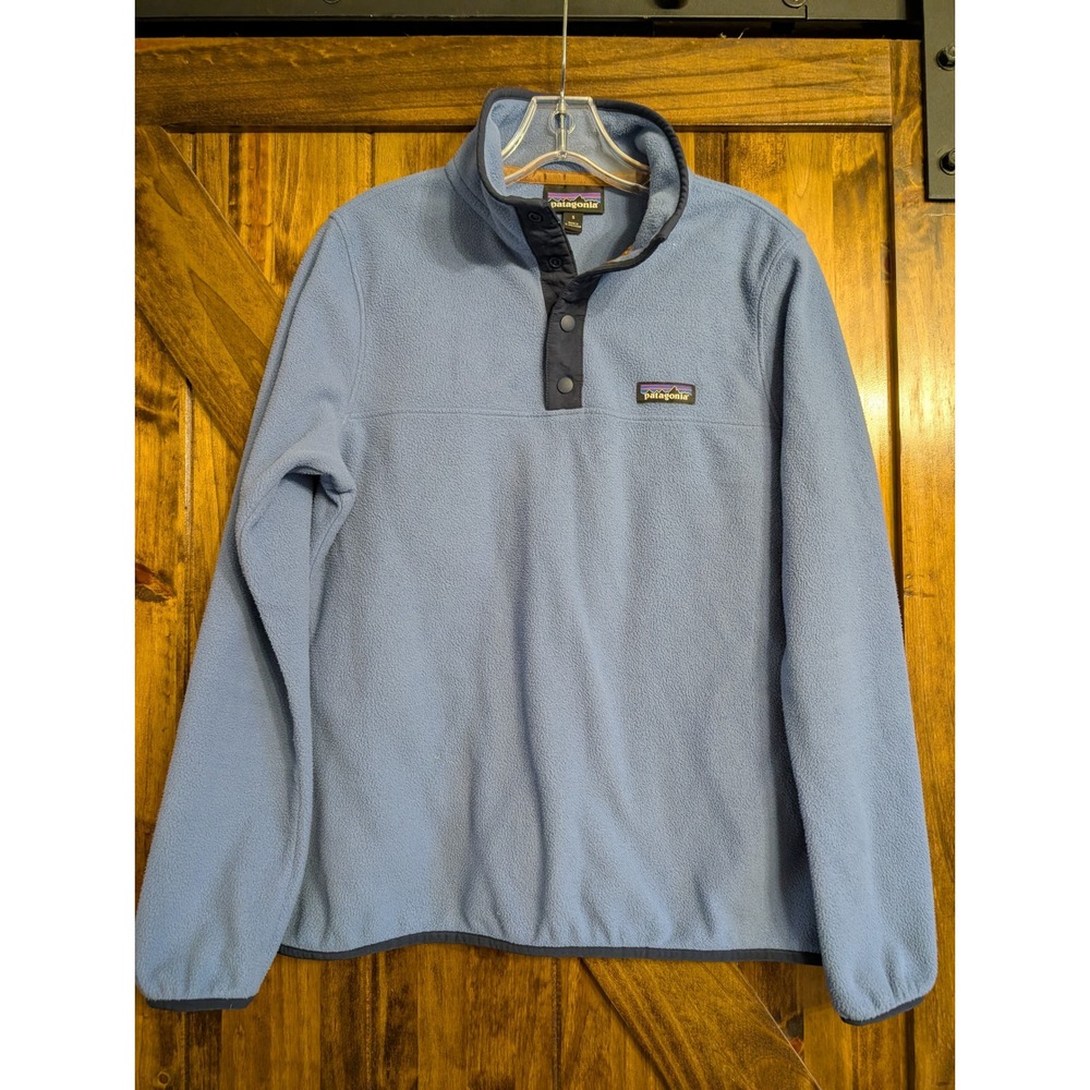 Patagonia Synchilla Light Blue Snap-T Fleece Pullover Sweater Womens Small